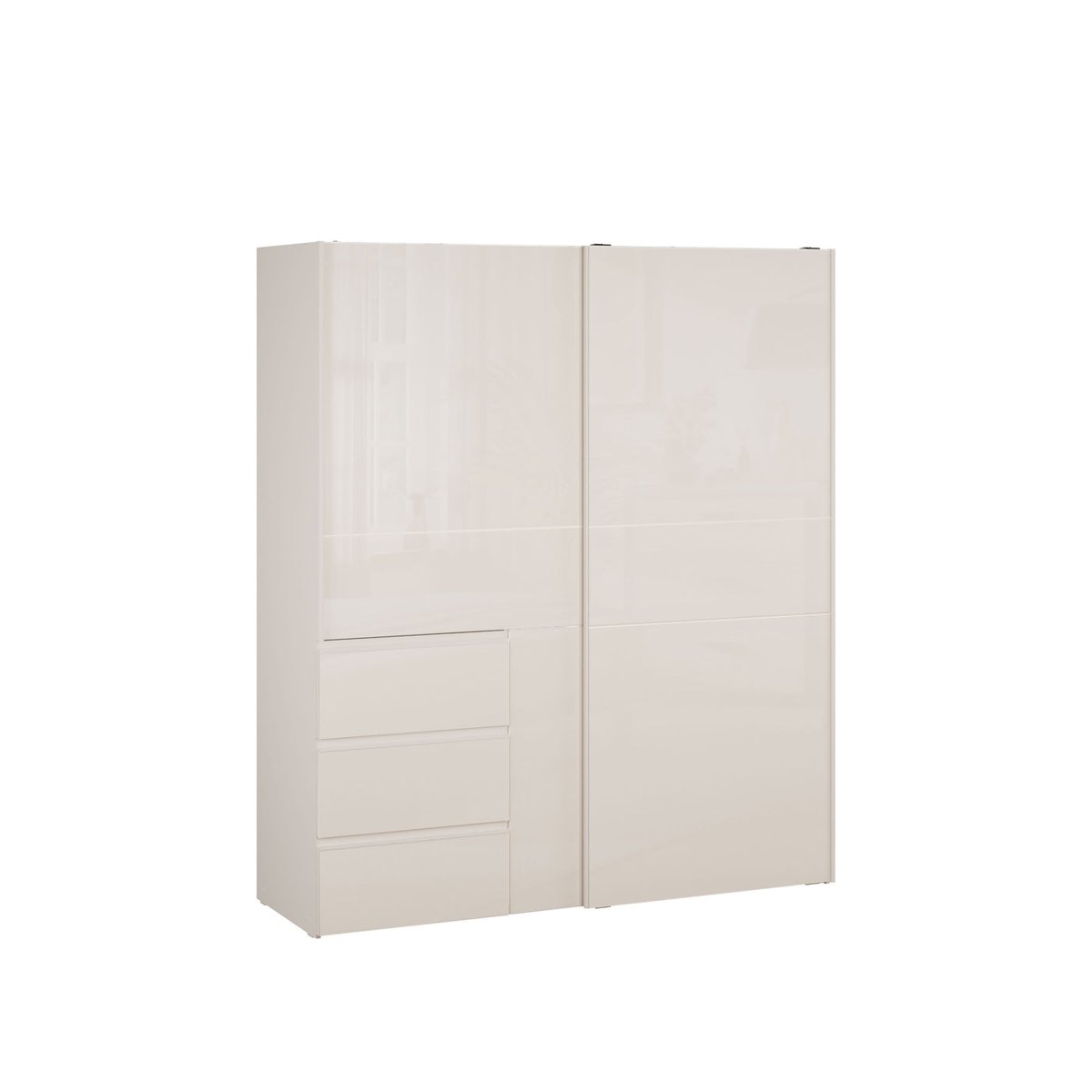 Winn II 170cm sliding wardrobe in Sand Gloss, front view