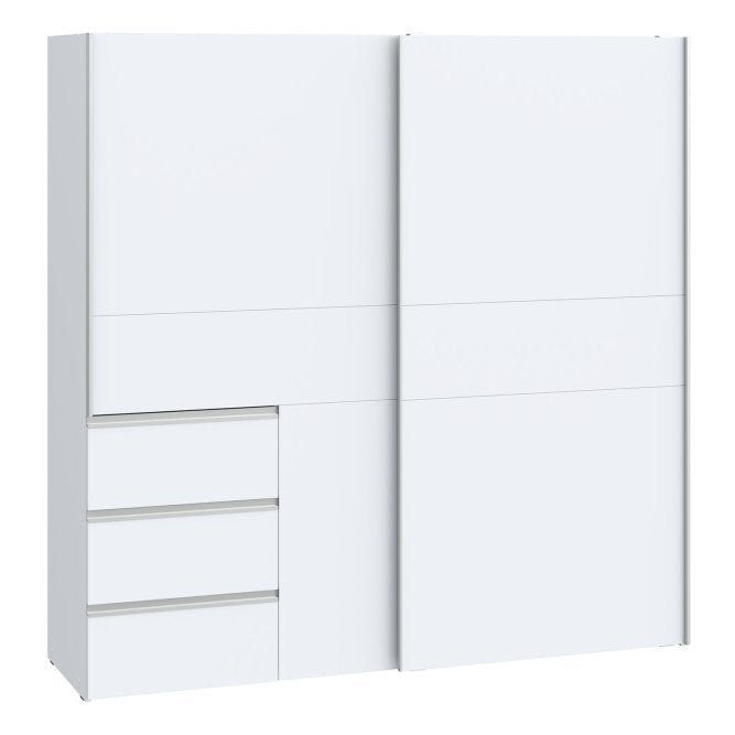 Winn II 200cm White sliding wardrobe, angled view