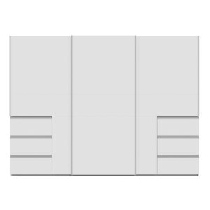 Winn II 270cm White sliding wardrobe, front view with drawers at both ends