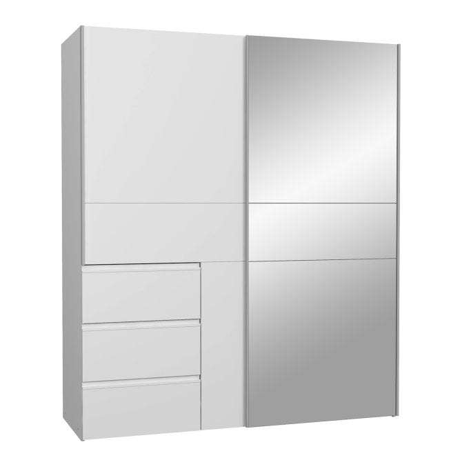 Winn II 170cm sliding wardrobe in White with a full-height mirror on the right door
