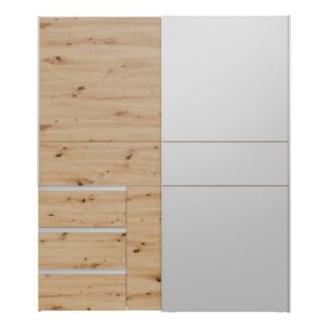 Winn II 170cm Oak Artisan / Dark Concrete Grey sliding wardrobe front with mirror door