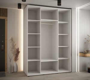 Cannes V Sliding Door Wardrobe 180cm - interior layout with the doors open