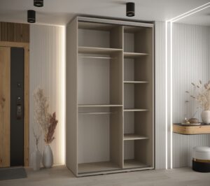 Dakota XI Sliding Door Wardrobe 140cm in Cashmere - close detail of the door finish and handle
