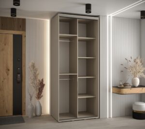 Dakota IX Sliding Door Wardrobe 120cm in Cashmere - close detail of the door finish and handle