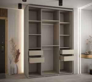 Dakota XI Sliding Door Wardrobe 170cm in Cashmere - additional product view