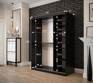 Tilburg II Sliding Door Wardrobe 150cm in Dark Oak - side profile showing the depth