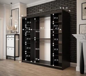 Tilburg I Sliding Door Wardrobe 200cm in Dark Oak - side profile showing the depth