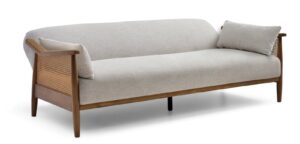 Zara Rattan Arm Sofa Bed, product view on a white background