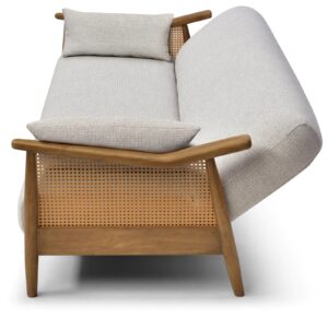 Zara Rattan Arm Sofa Bed, product view on a white background